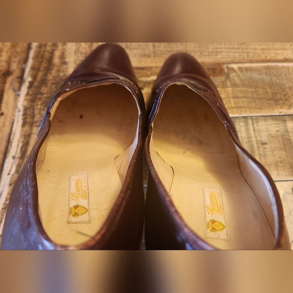 Vintage Gucci Made in Italy Brown Pumps Size 39.5 - Picture 9 of 14